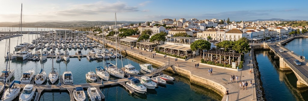 Aerial view of Lagos Marina in the Algarve