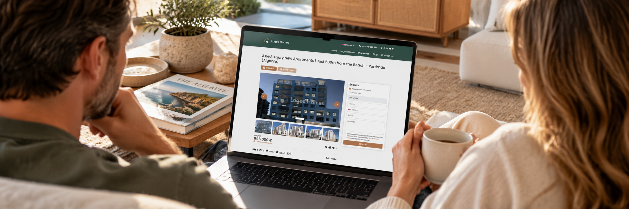 Couple exploring Algarve properties with Lagos Homes