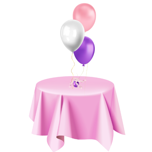 Thumbnail: pink white and purple balloon centerpiece