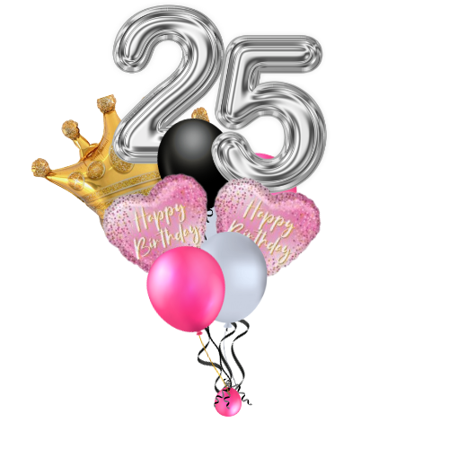 Thumbnail: Black and pink birthday number balloon bouquet