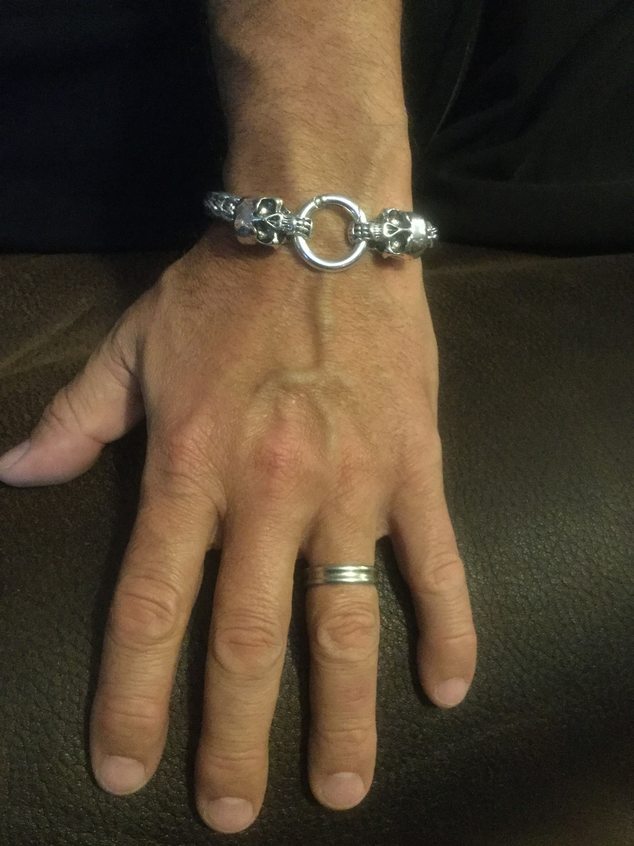 Men's Biker Bracelet with Skull Clasp