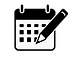 Black icon of calendar with pen on very