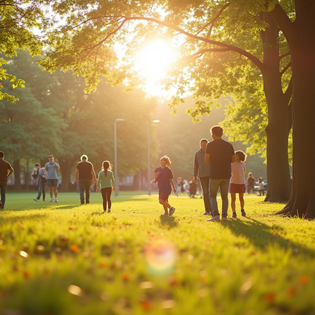 Sunlight exposure in a park promoting natural vitamin D production