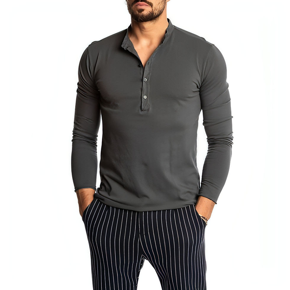 Thumbnail: Men's Fashion Solid Color Long Sleeve O-neck T-shirts Mens
