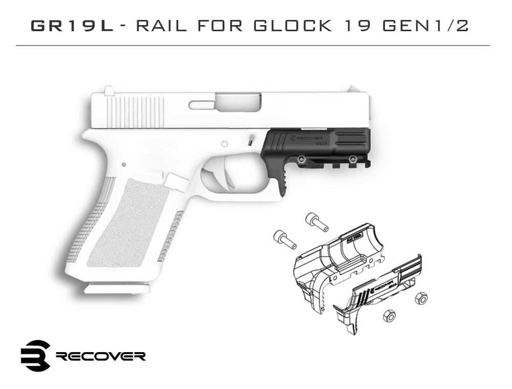 GR19L Rail Adapter for the Glock 19 & 23 Gen 1 and 2