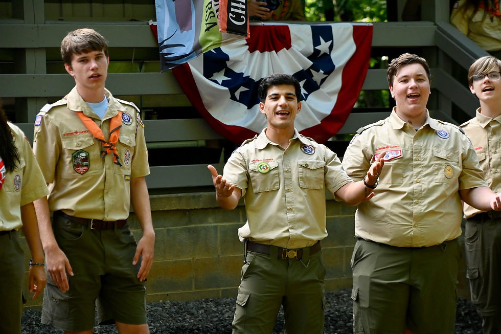 Emal as an instructor, welcoming young scouts to camp