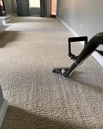 Professional carpet cleaning freshening up residential carpet in a homeowners living room