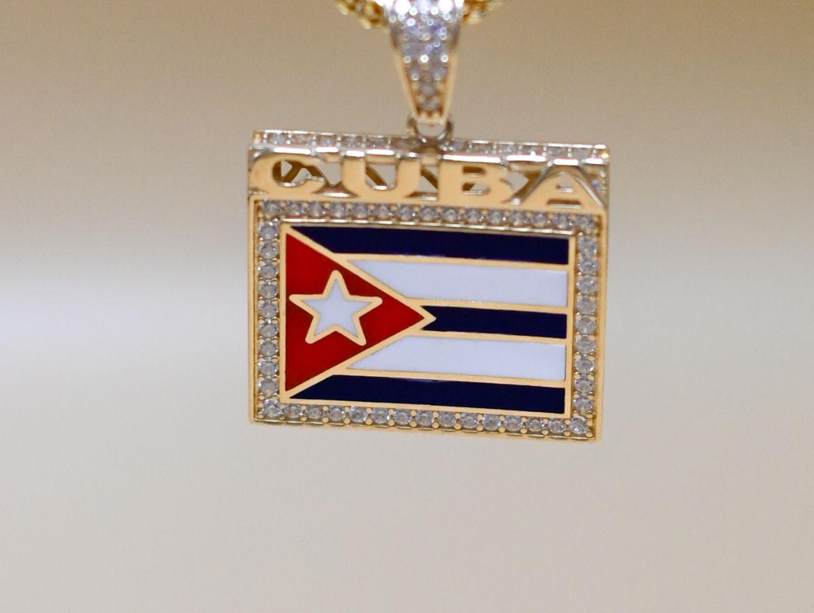 Custom Cuban Flag Pendant 14k