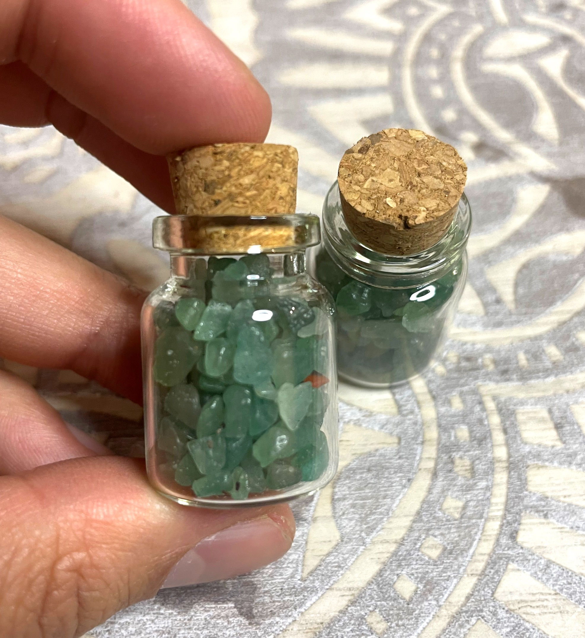 Green Aventurine Chip Corked Bottle