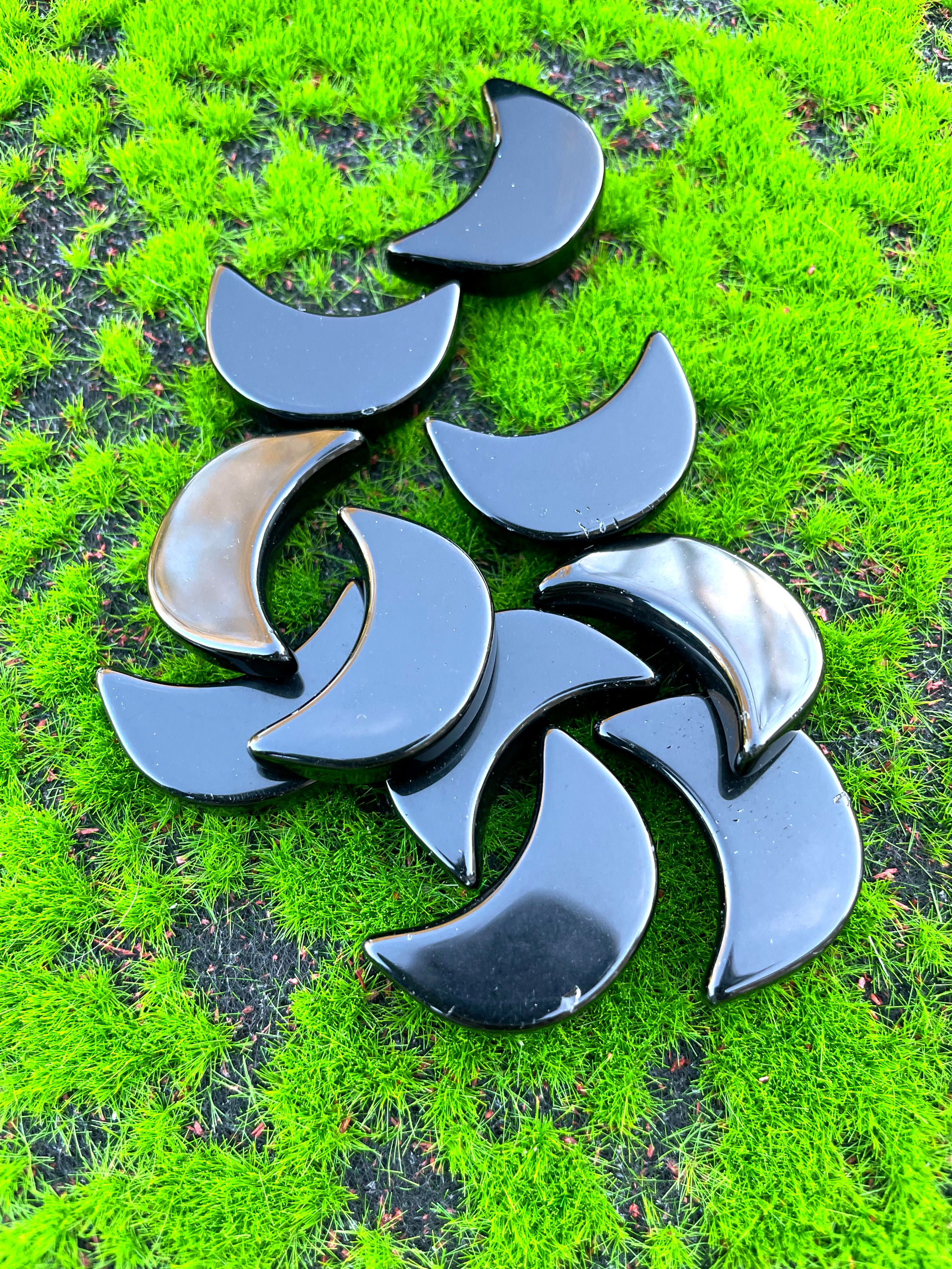 Black Obsidian Moon Carving