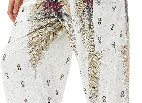 QIANXIZHAN Women's Harem Pants, High Waist Yoga Boho Trousers with Pockets
