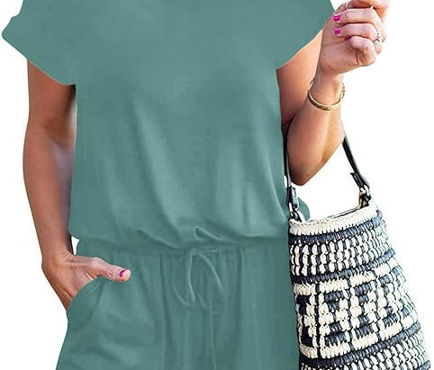 ANRABESS Rompers for Women Summer 2024 Casual Dressy One Piece Tshirt Short Pants Jumpsuit Beach Vacation Outfit Clothes