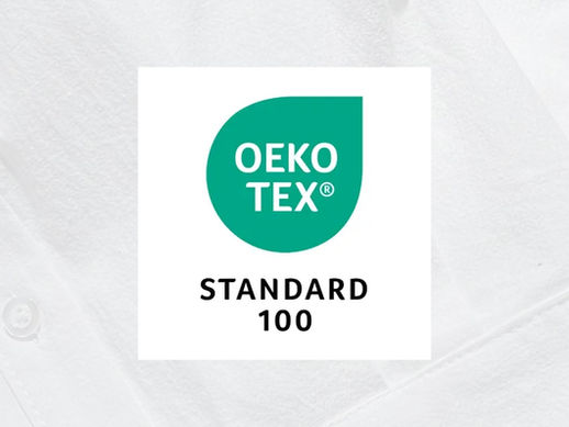 oeko tex standard 100 logo with textile background