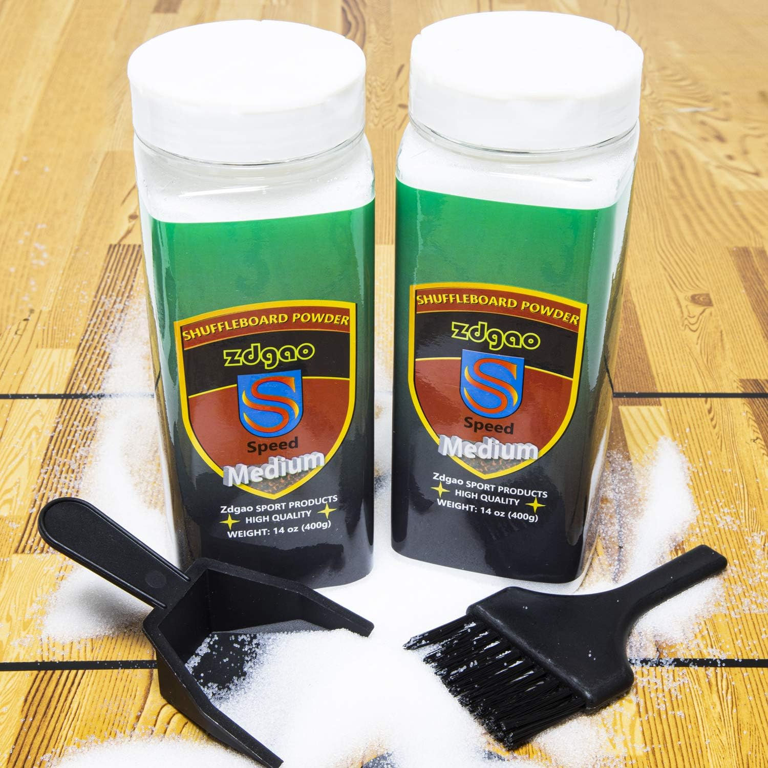Shuffleboard Sand – Shuffleboard Wax with Mini Dustpan and Brush, 2 Cans (2 × 14