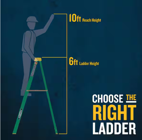 Thumbnail: 6 ft Fiberglass Step Ladder – 10 ft Reach | 225 lbs Load Capacity | Non-Conducti