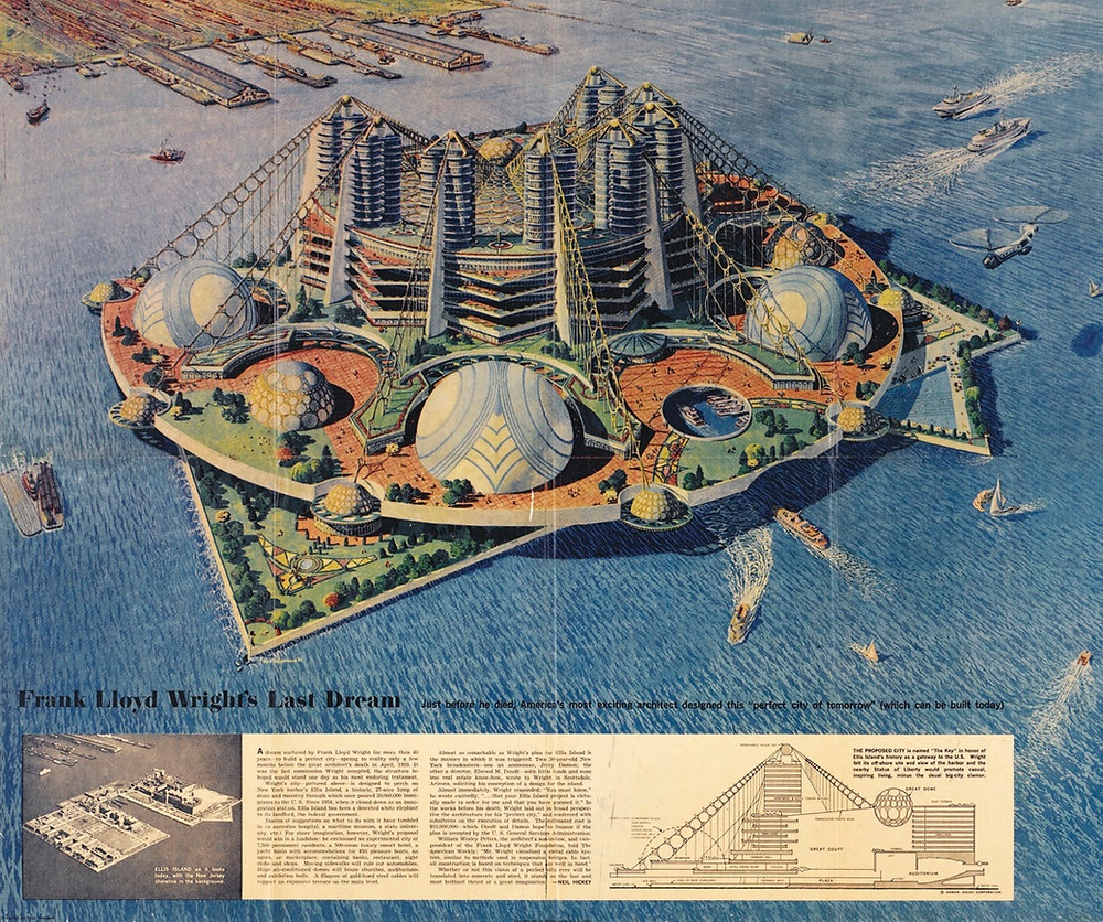 Frank Lloyd Wright, Key Project for Ellis Island, 1959. Courtesy of ARTBOOK | D.A.P. Artworks Advisory