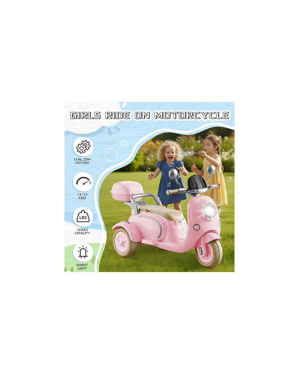 Miniatura: HEIMILI 12V Kids Electric Motorcycle,Electric Scooter for 3 Year Old, Girls Toy