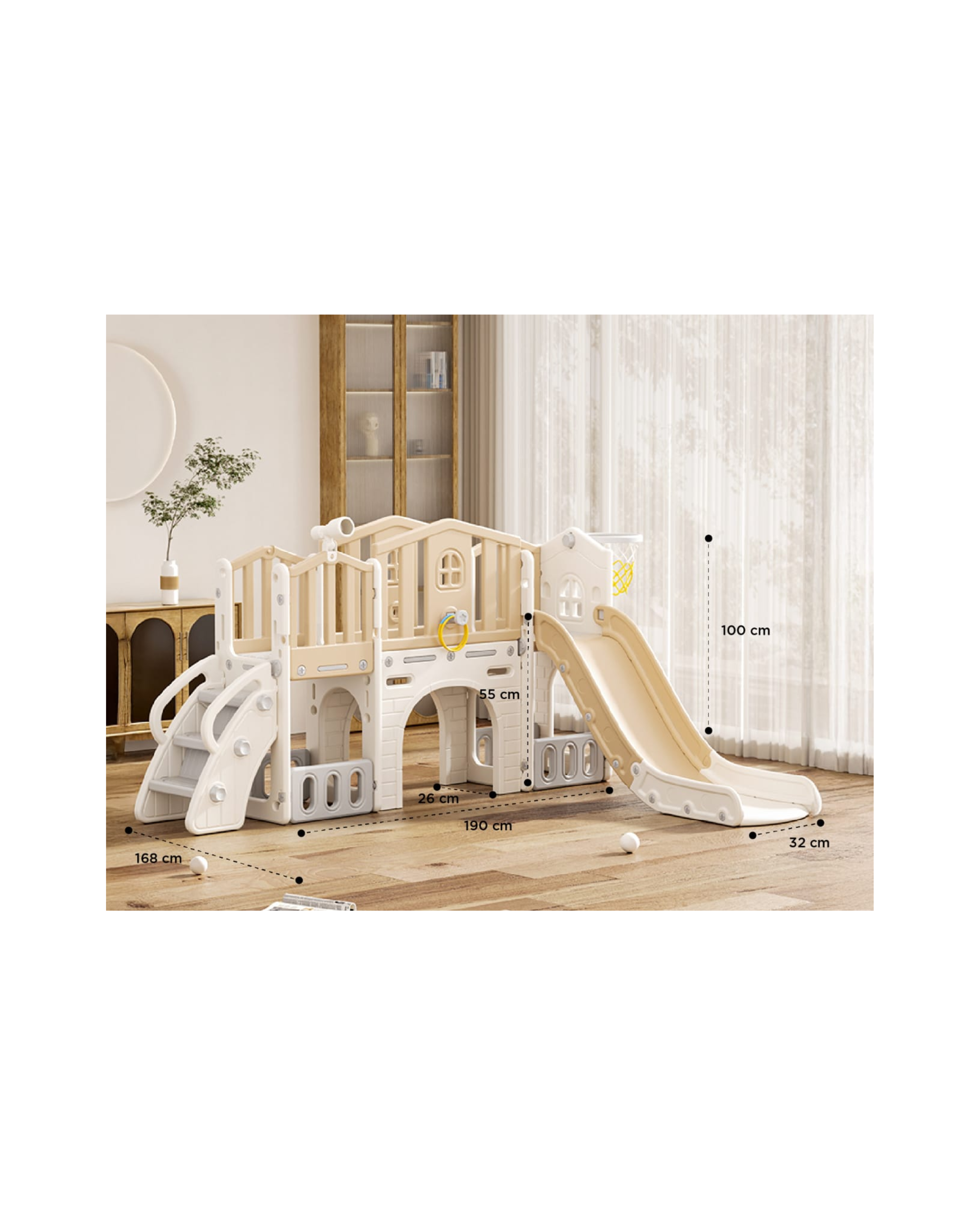 Playground con Tobogán y Tablero de Baloncesto