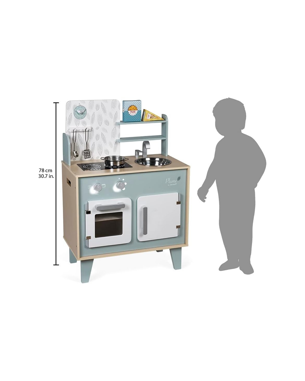 Miniatura: Janod Retro Plume Mint 30” Wooden Kitchen with 5 Accessories and Sound Effects