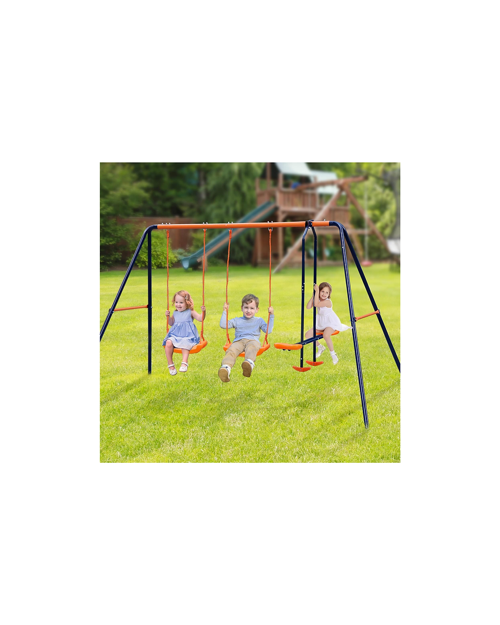 Miniatura: Outdoor Swing Sets for Backyard, 440lbs Load Capacity Swing Stand with 2 Seats