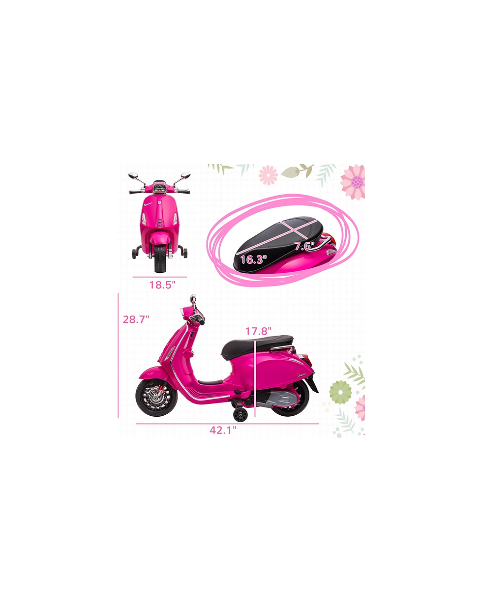 Miniatura: Qaba Vespa Licensed 6V Kids Motorcycle, Kids Electric Bike, Battery-Operated