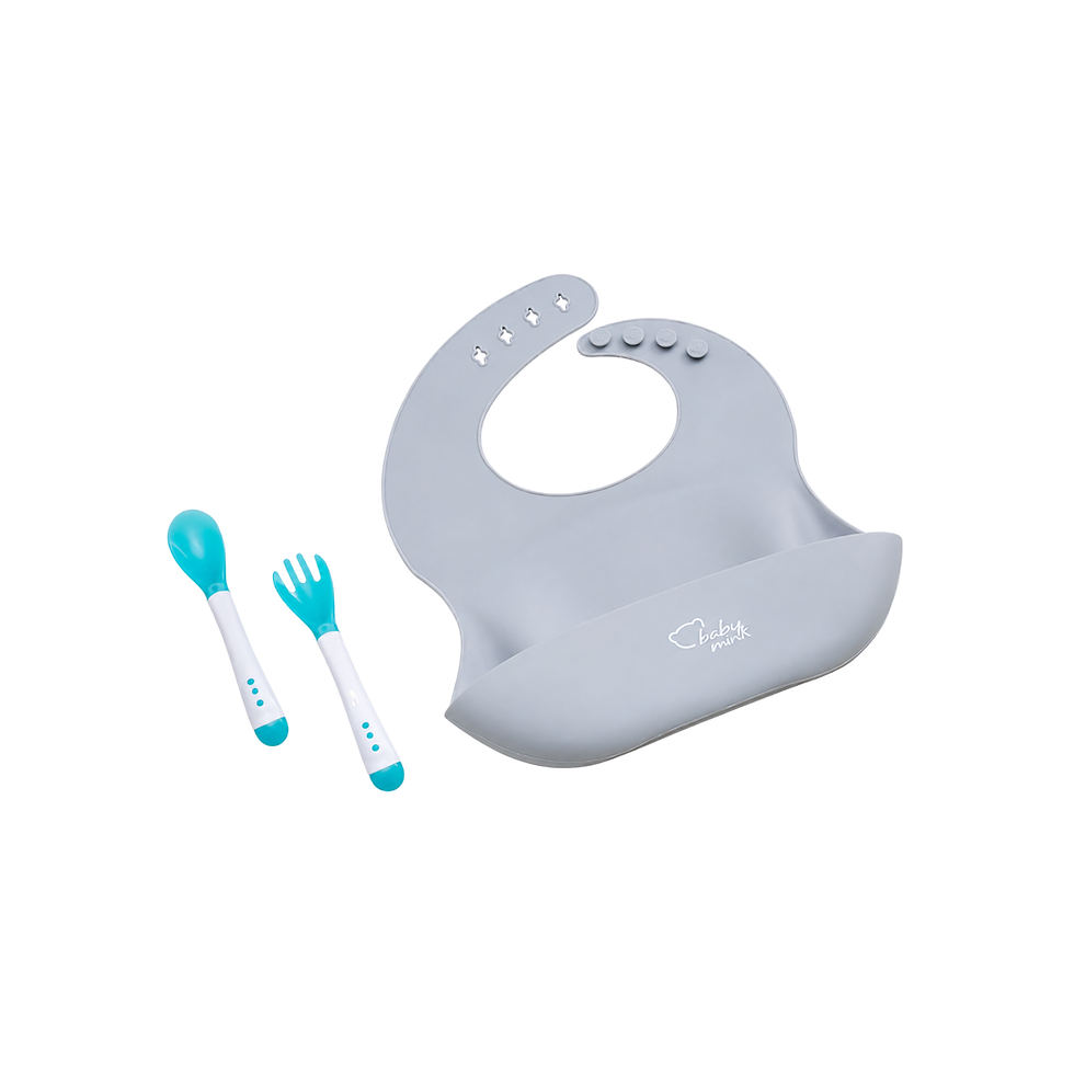 Miniatura: Conjunto de Babero y Cubiertos de Silicona BabyMink