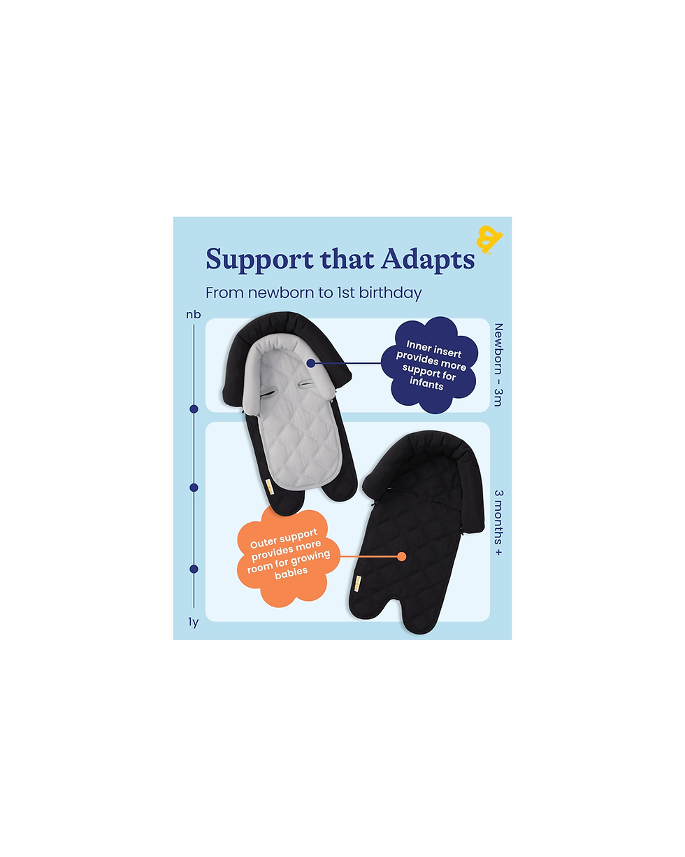 Miniatura: GoldBug Baby & Toddler 2-in-1 Duo Head Support for Car Seats - Black