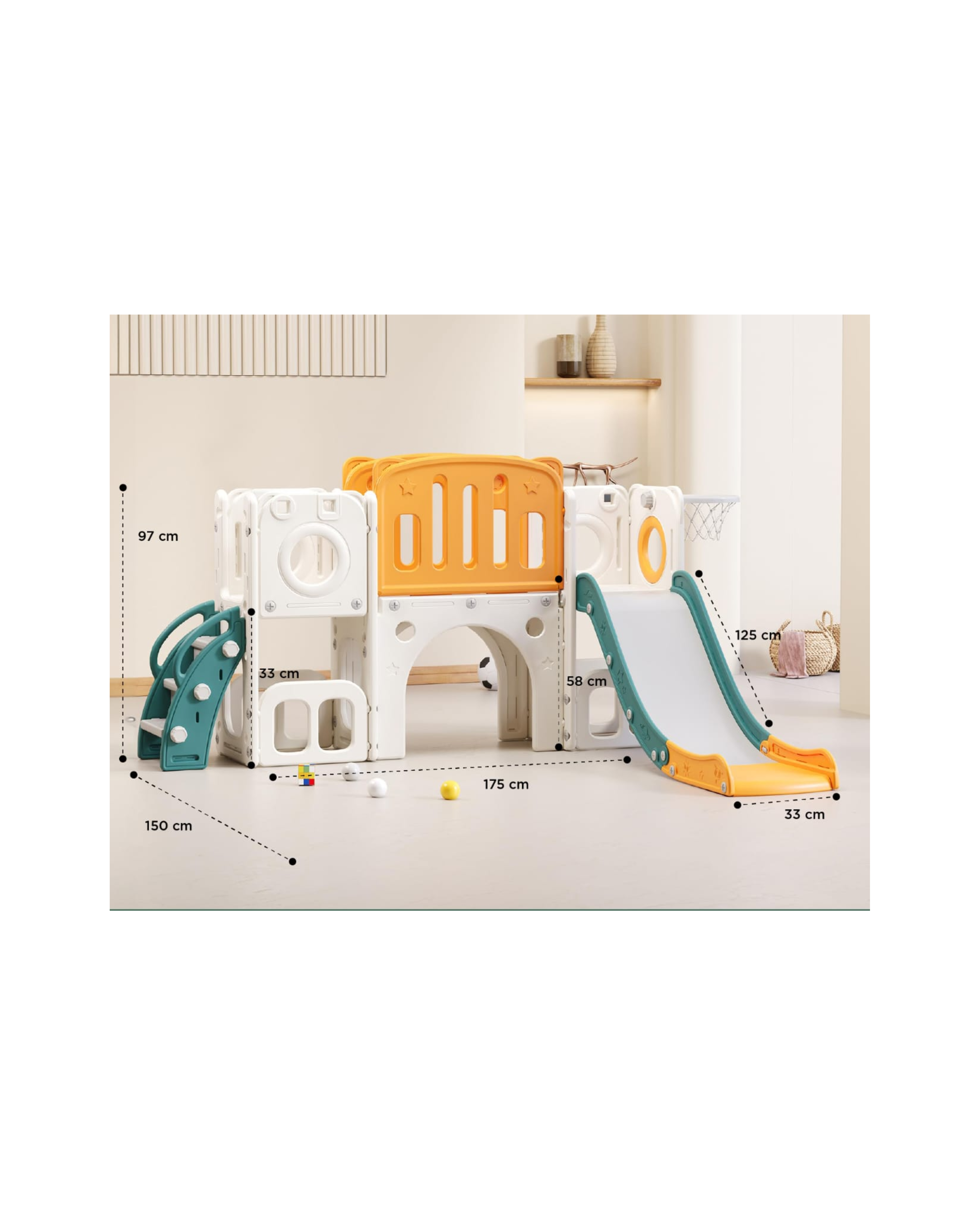 Playground con Tobogán y Tablero de Baloncesto