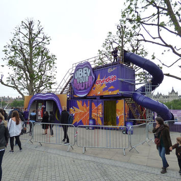 Cadbury Obey Your Mouth shipping container build Southbank by London set builder