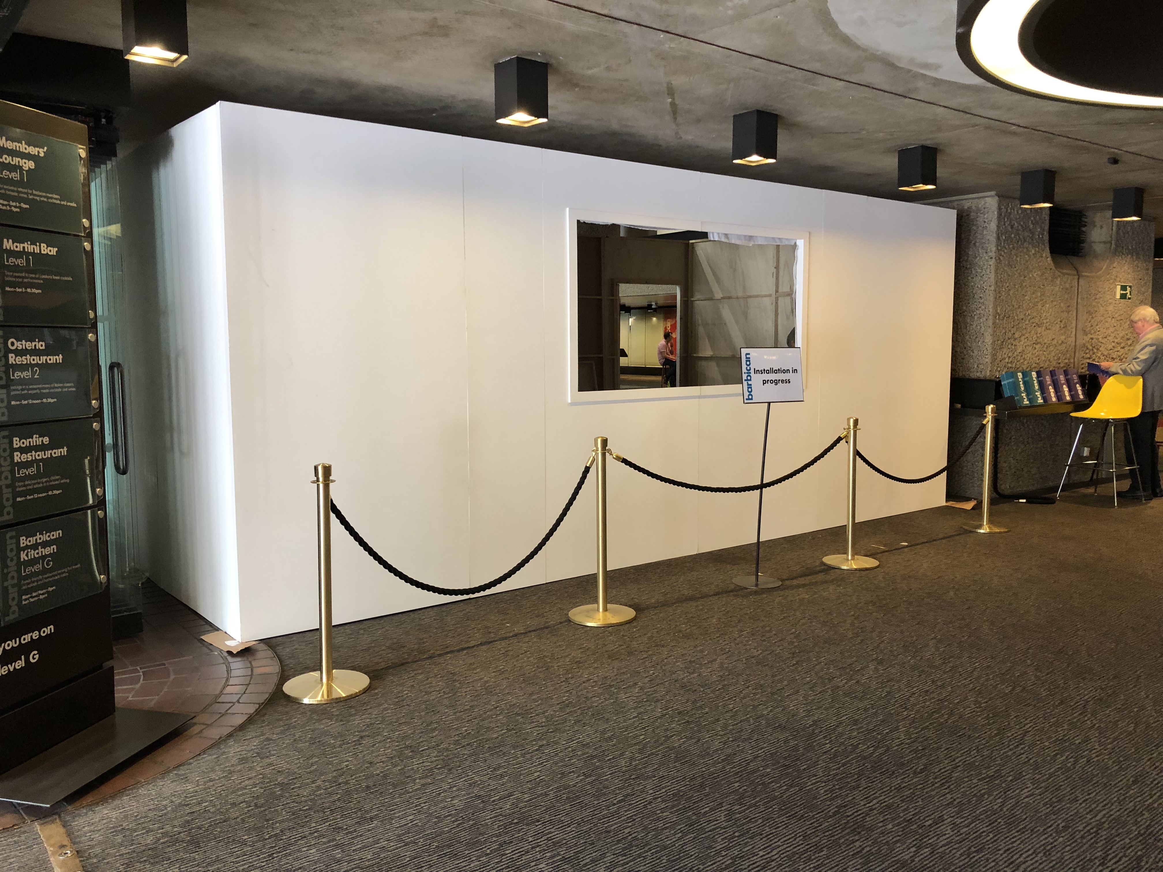 Bespoke airport interrogation room with two-way mirror build for The Barbican Centre by Trinity Set & Stage