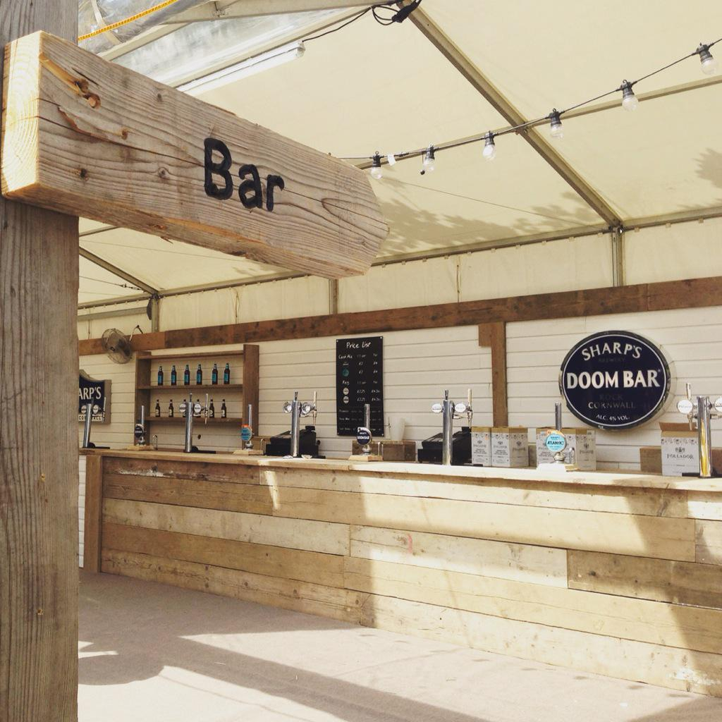 Sharp's Brewery London Beach Rugby bar build — festival bar London