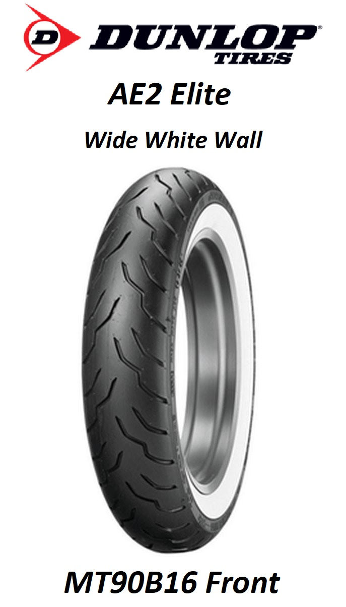 DUNLOP ELITE AE2 MT90B16 WHITE WALL FRONT TIRE