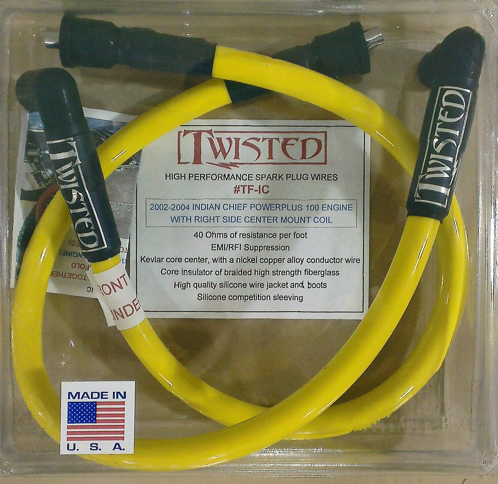 TWISTED 12mm SPARK PLUG WIRES FOR INDIAN CHIEF 2002-2004
