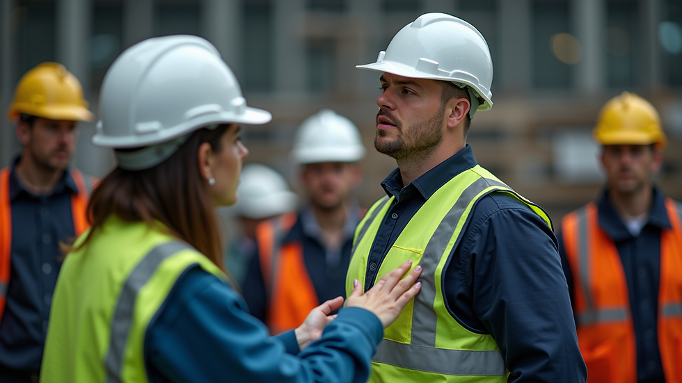 High angle view of workers engaging in a training session on safety protocols