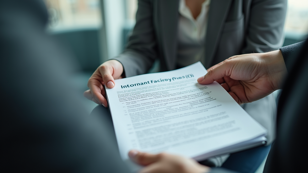 Close-up view of a person holding a car insurance policy document