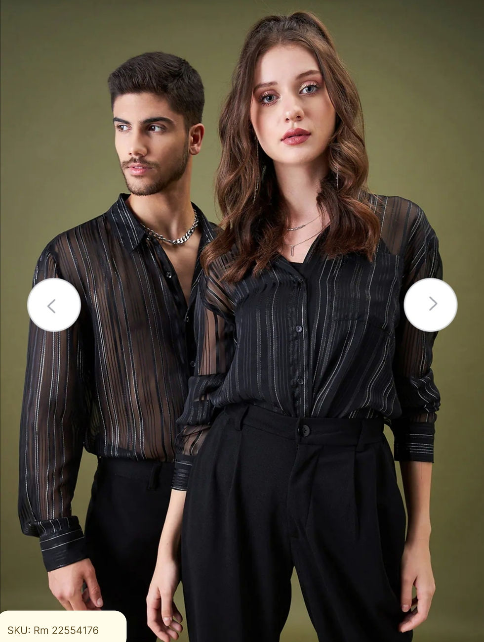 Thumbnail: Relaxed Spread Collar Semi Sheer Party Shirt