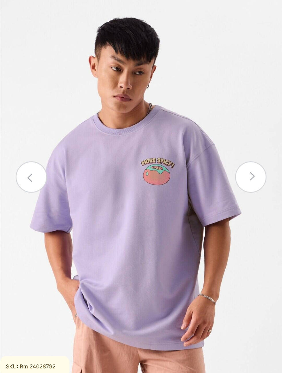 Thumbnail: Lavender Graphic Printed Drop-Shoulder Oversized T-shirt