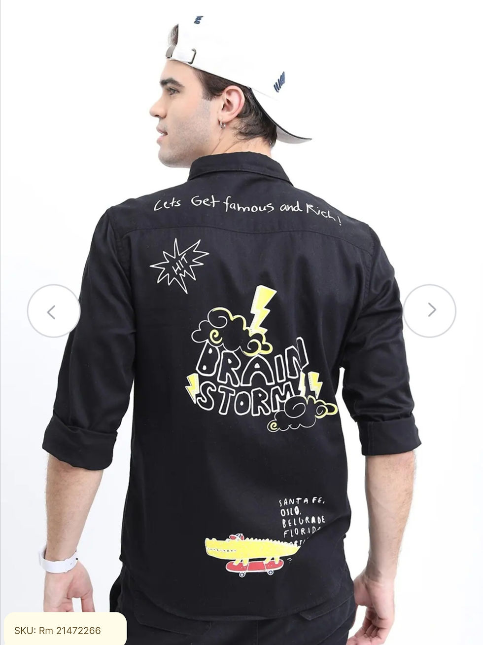 Thumbnail: Men Graphic Printed Slim Fit Printed Casual Cotton Shirt