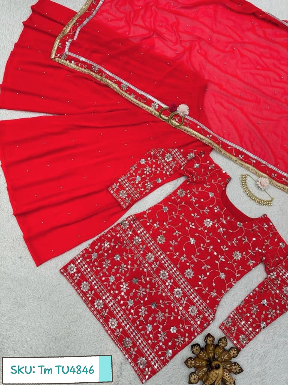 Thumbnail: Grace and Glamour: Discover Trendy Kurta Sharara Dupatta