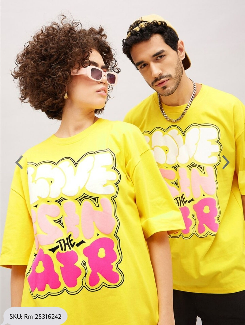 Thumbnail: Unisex Yellow Typography Printed Pure Cotton Oversized T-shirt