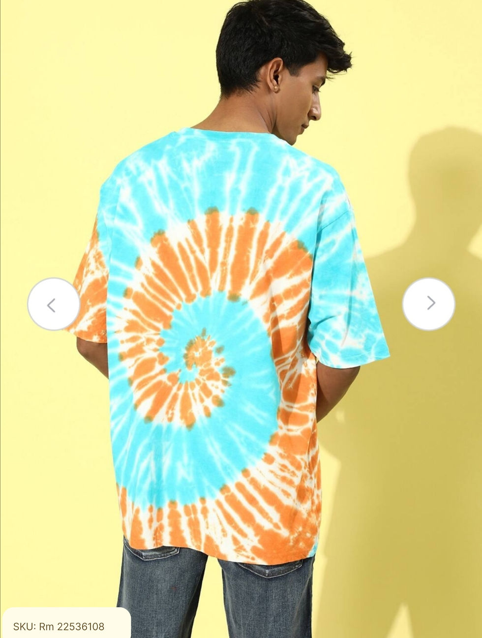 Thumbnail: Men Multicoloured Tie & Dye Oversized Pure Cotton Longline T-shirt