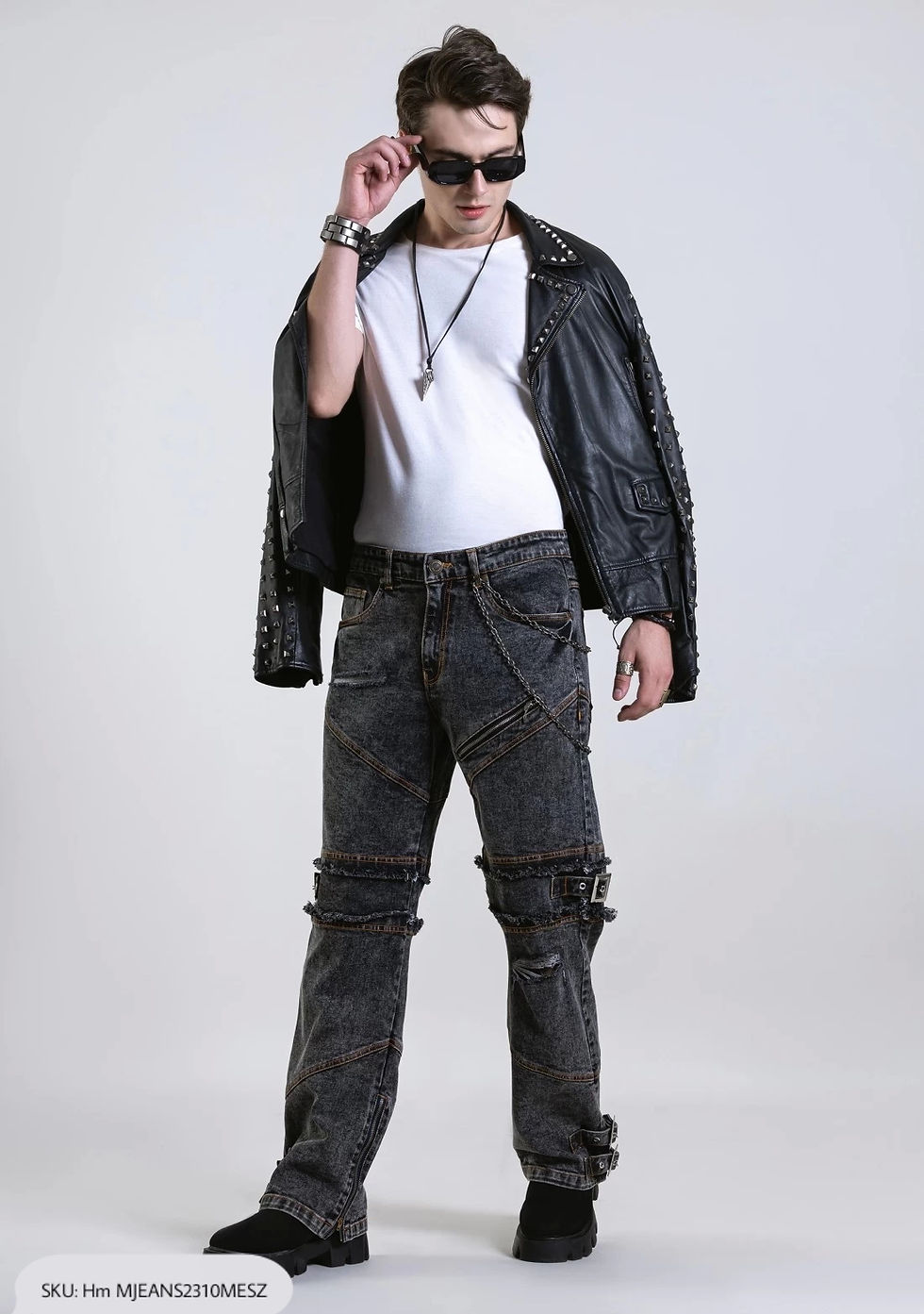 Thumbnail: Grey Wide Leg Men's Ultra Fashion Jeans