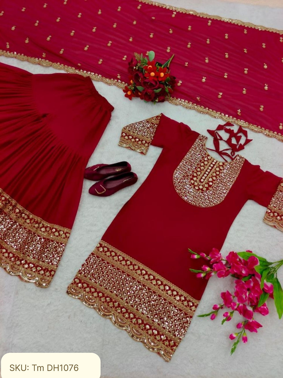 Thumbnail: Complete Ethnic Charm: Designer Kurta Plazzo Dupatta