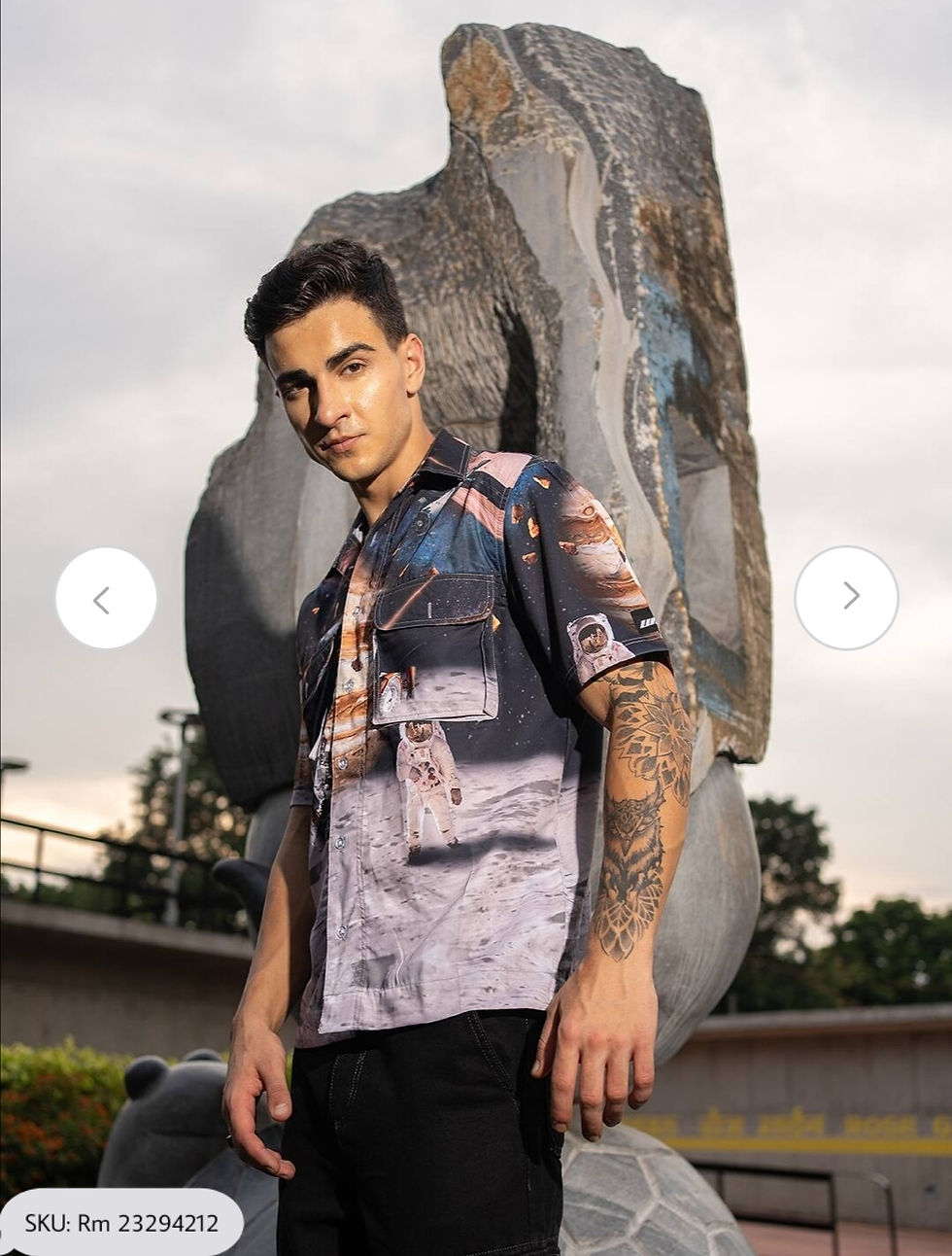 Thumbnail: Relaxed Printed Cuban Collar Casual Shirt