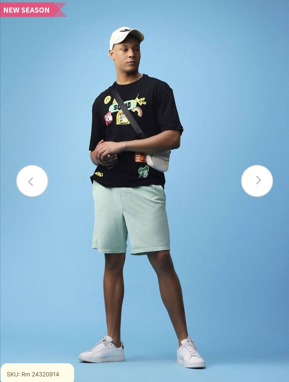 Thumbnail: Black Mickey & Friends Printed Round Neck Drop-Shoulder Cotton T-shirt