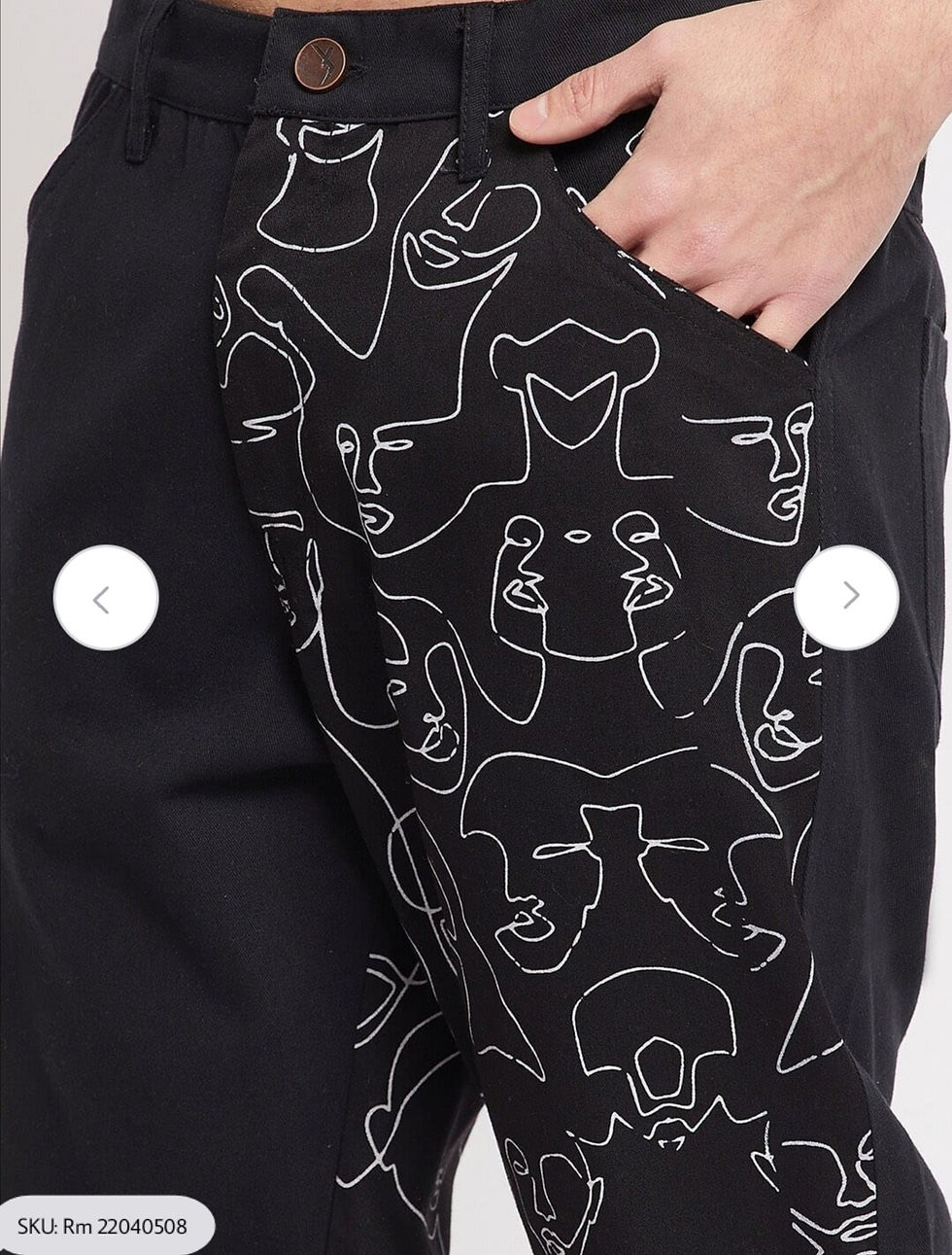 Thumbnail: Men Abstract Printed Pure Cotton Relaxed Loose Fit Trousers