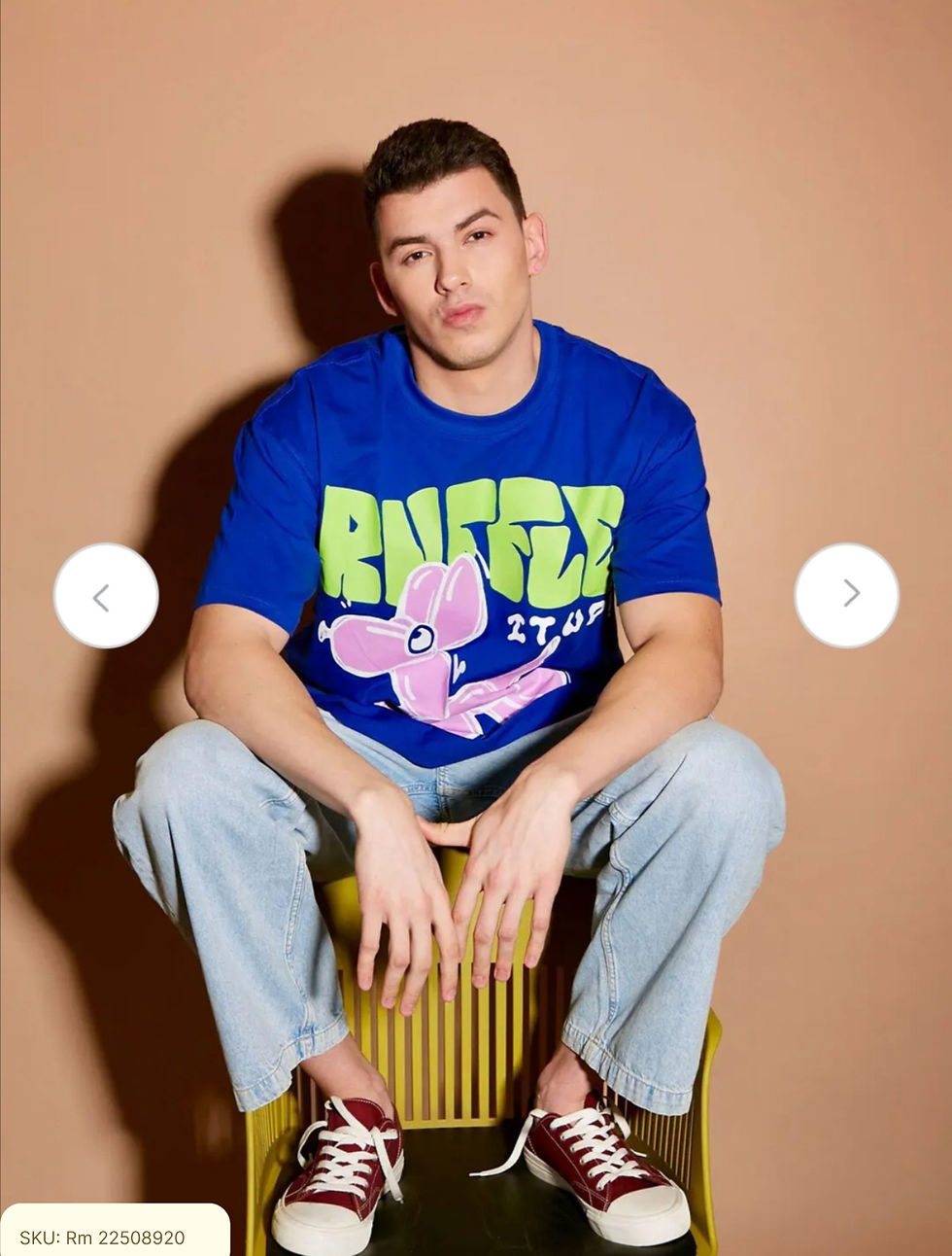 Thumbnail: Graphic Printed Drop Shoulder Sleeves Cotton Oversized Fit T-shirt