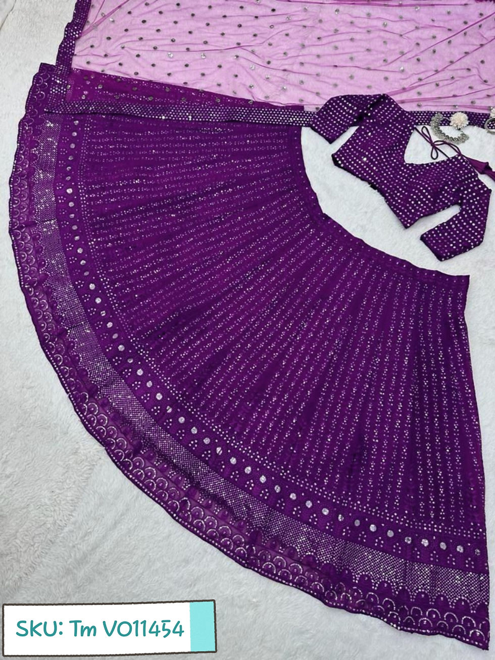 Thumbnail: Royal Purple Lengha Choli Ensemble