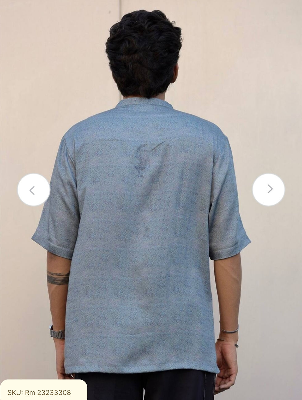 Thumbnail: Comfort Fit Graphic Printed Mandarin Collar Satin Casual Shirt