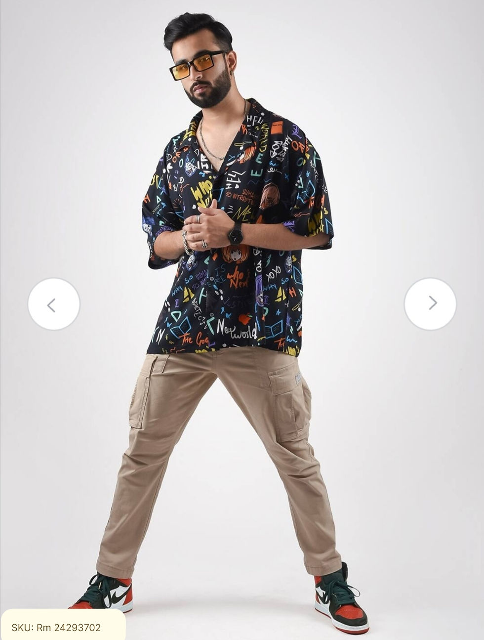 Thumbnail: Anime Shinigami's Graffiti Hawaiian Shirt Oversize Kimono Fit Shirt